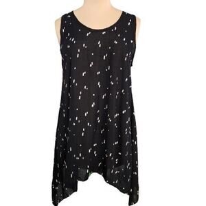 Iguana Dress Womens Small Black White High Low Hem Lagenlook Midi Casual